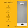 Adesso Black Torchiere Floor Lamp with Frosted White Shade –