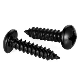 #12 x 1-1/4" Phillips Pan Head Self Tapping Screw, Pan Head Sheet Metal Screws Wood Screws, Black Oxide Stainless Steel 304 (18-8), 50 Pack