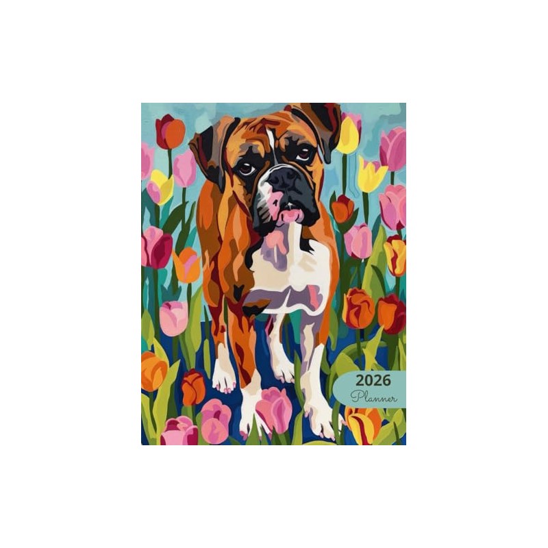 2026 Planner: Vibrant Dogs Boxer: Stylish Weekly and Monthly Organization