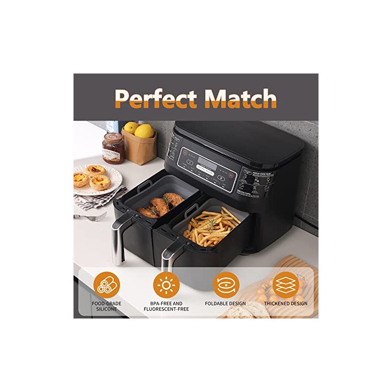 Collapsible Silicone Air Fryer Liners - 2 Pack for Ninja