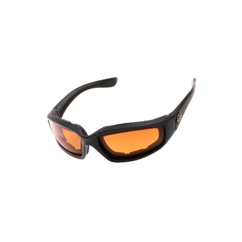 Chopper Men's Motorcycle Wrap 65mm Amber Lens Sunglasses, ['Amber', 'Black']