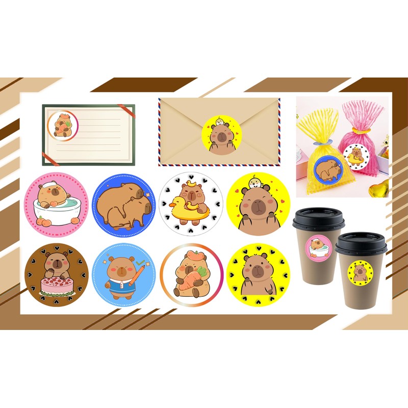 OriniPlay 500 Pcs Capybara Stickers Suitable for Animal Themed Birthday