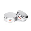 Sumeet Stainless Steel Flat Canisters/Puri Dabba/Storage Containers Set of 2Pcs