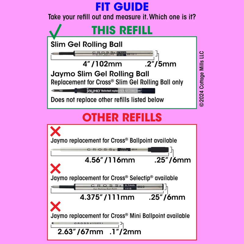 Jaymo Replacement for Cross Slim 8910-1 - Measures 4 in