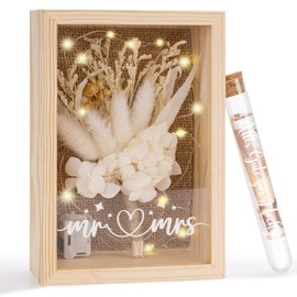 YYSWSAKY Money Gift Wedding Frame, 3D Picture Frame with Dried Flowers, Light and Test Tube, Wedding Gift Money Packaging, Wedding Gifts Ideas Money Frame for Newlyweds, Fresh Lovers