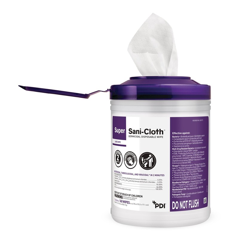 Super Sani-Cloth Germicidal Disposable Wipe - Fast 2-Minute Contact Time,