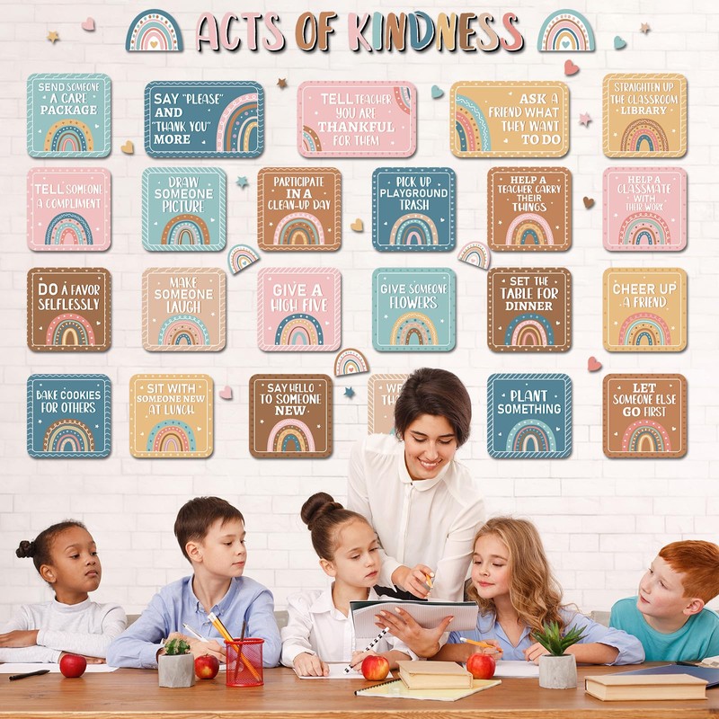 QOUBAI Random Acts of Kindness Classroom Bulletin Board Decorations Boho