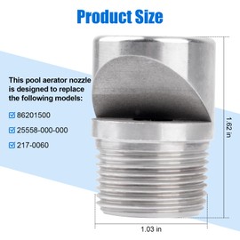 Stainless Steel Pool Aerator Nozzle - Compatible with 3/4 inch MIP Pool and Spa Spray Nozzle Fittings Inlet Replacement, Replaces 86201500 Aerator (2 Pcs)