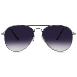 In Style Eyes C Moore Full Reader Glasses - Non-Bifocal Aviator Sunglasses - Metal Frame - Medium Tinted Non-Polarized Lens - Silver - 2.0x