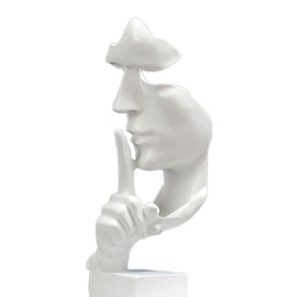 Thinker Statue,Silence is Gold Abstract Art Figurine Keep Silence Statue Home Resin Sculptures Decorative for Study Office (White)