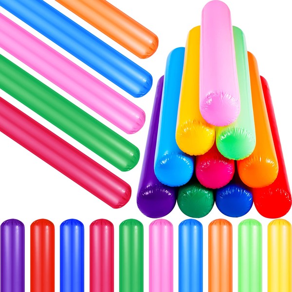 20 Pcs Pool Inflatable Sticks 41.3 Inch Large Inflatable Pool Noodles 10 Colors Giant Blow up Pool Noodle Colorful PVC Swimming Pool Float Noodles for Water Games, Summer Pool Party, Beach