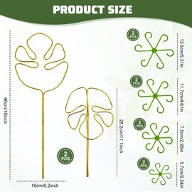 Kleemeiero Monstera Plant Support Set of 2 Trellis with 8 Pieces Plant Holder Shrub Holder Reusable Plant Support Versatile Stem Support for Alocasia Monstera Flower Hydrangea Roses