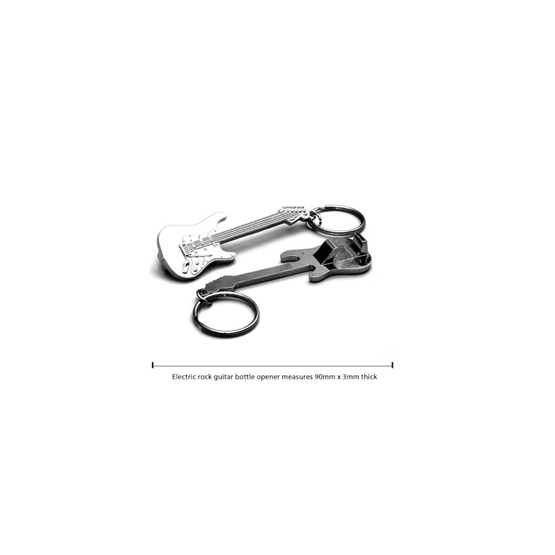 Gifticuffs Metal Bottle Opener Electric Rock Guitar with Keyring Attachment