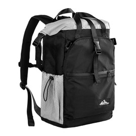 POWER KING 35L TO 45L Travel Backpack for Women Men, Lightweight Casual Commuting Daypack, Outdoor Roll Top Large Hiking Camping Backpack, Fit for 19 inch Laptop (Black and White)