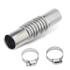 2Pcs Silver Stainless Steel Exhaust Pipe Connector with Pipe Clamps, 5 Air Diesel Parking Heater Exhaust Pipe Tube Elbow Connector, for Automotive Replacement Exhaust Pipes (Silver)