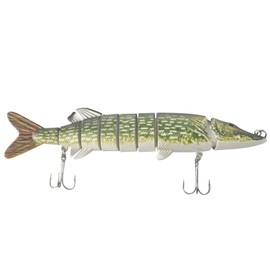 Plomevry 20cm 40g Lifelike Multi-jointed 8-segement Pike Muskie Fishing Lure Swimbait Crankbait Hard Bait Fish Hook Tackle ArmyGreen