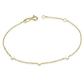 Materia Star Bracelet Gold for Women – 925 Silver Bracelet Gold-Plated Filigree 16.5 cm with 2 cm Extension Chain SA-99, Metal