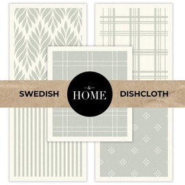 HALL & PERRY Swedish Dish Cloths, Reusable Cellulose Sponge Cloths for Kitchen & Cleaning – Eco-Friendly, Ultra-Absorbent, Quick-Drying – Neutral Sage Green Design, 5 Pack