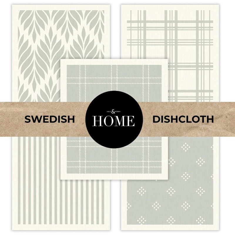 HALL & PERRY Swedish Dish Cloths, Reusable Cellulose Sponge Cloths