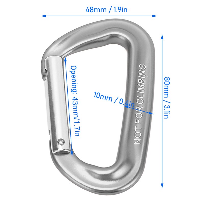 5Pcs Aluminum Alloy Climbing Carabiners 12KN (2697 Lbs) Heavy Duty