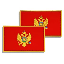 2 Pack PVC Montenegro Montenegrins Country Flag Patch,PVC Country Flag Hook and Loop Patches for Backpacks Jackets Hat,2x3 Inch.