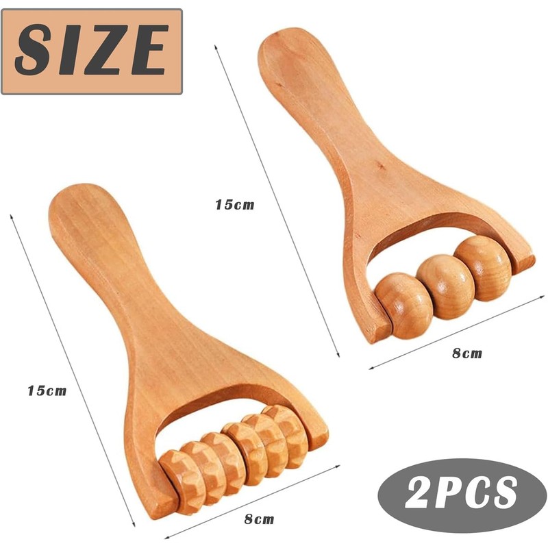 PXLAATY 2 Pcs Wooden Hand Roller Massager Back Massage Roller