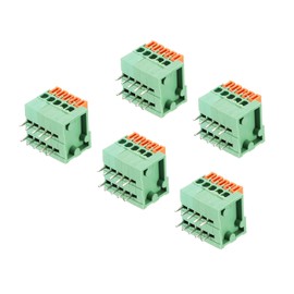 sourcing map 5 Packs PCB Spring Clamp Block Connector KF141R 150V 2A 2.54mm 5 Positions 90 Degree for PCB Board Electronics Computer