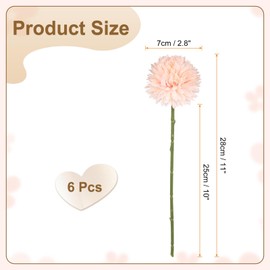HARFINGTON 6pcs Artificial Chrysanthemum Ball Flowers Faux Chrysanthemum Flowers Bouquet Silk Fake Mum Flower for Home Garden Wedding Party Decoration, Pink