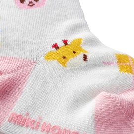 Miki House 10-9619-493 Socks, Logo, Bear, Rabbit, Animal, Made in Japan, Boys, Girls, Baby, Kids, Children's Clothes, Kindergarten Commuting to School, Pink