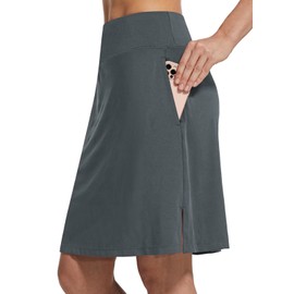 BALEAF Women's 20" Golf Skirts Knee Length Skorts Athletic Modest Long Acitive Casual Pockets UV Protection Gray M