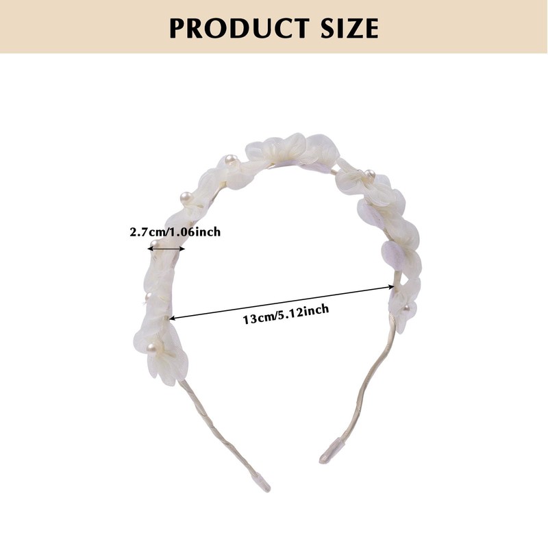 AIUPUOC Flower Headband French White Floral Hair Band Spring Hair