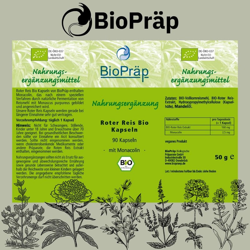 BioPräp Red Rice Organic Capsules 90 Cellulose Capsules