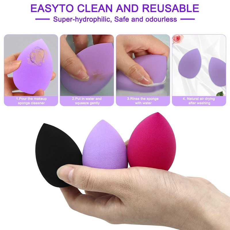 6+6 Professional Makeup Sponge Set,2.76 inch Portable Soft Setting Face