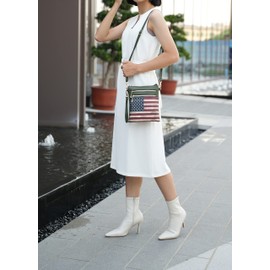 MKF Collection USA Crossbody Bags for Women, Patriotic Crossover American Flag Messenger Fashion Handbag Purse
