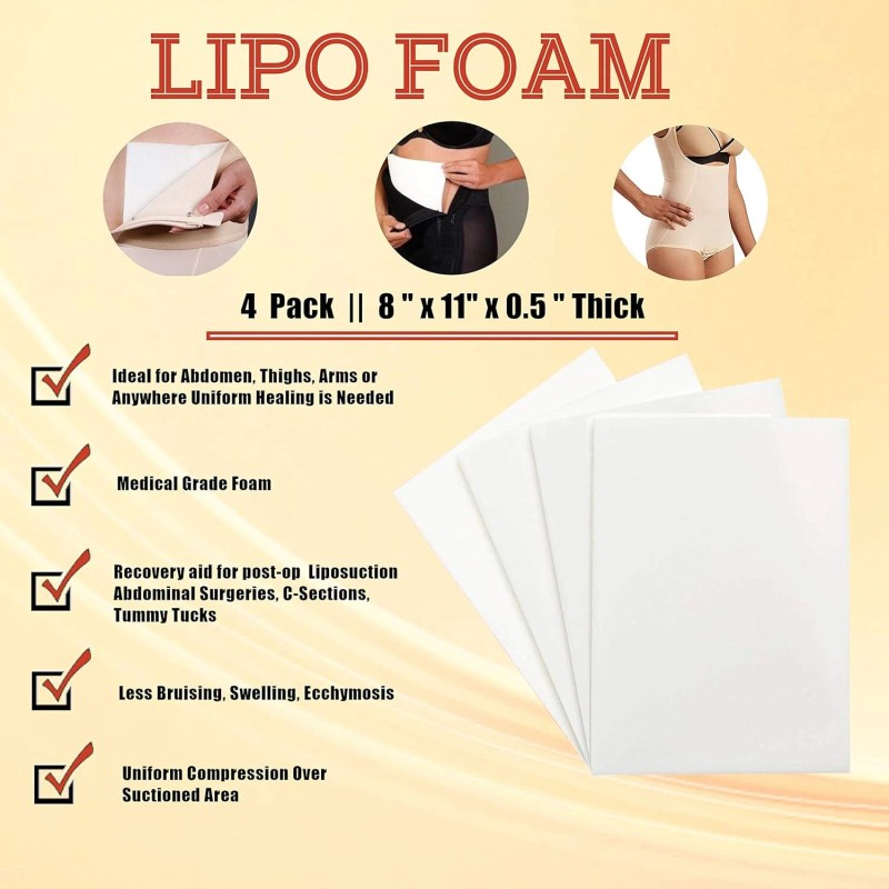 Medcore 4 Pack Lipo Foam Pads For Post Surgery Recovery