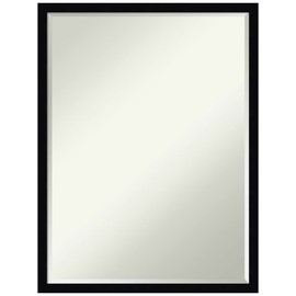 Amanti Art Black Bathroom Mirror for Over Sink, 25x19 Svelte Noir Black Rectangle Vanity Mirror, Medium Modern Wood Frame, Hangs Horizonally and Vertically, Bathroom Wall Decor, Petite Bevel Edge