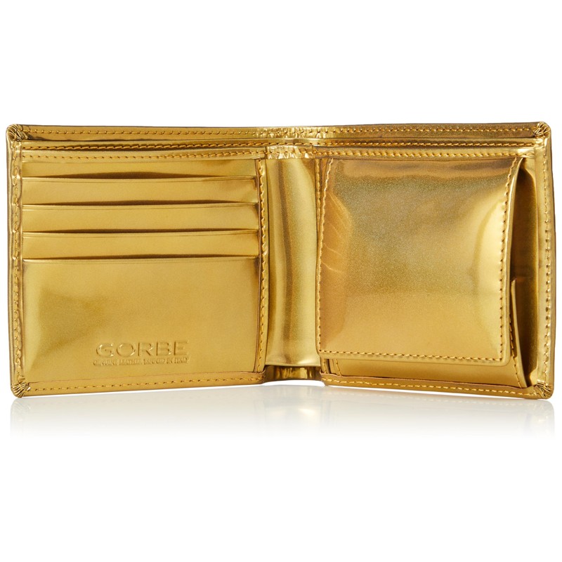Golbe 91048 Rainbow Gold Italian Leather Bifold Wallet, gold