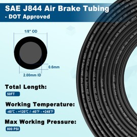 Boeray 50FT 1/8 DOT Air Line SAE J844 PA12 Nylon Air Hose with Cutter 1/8” OD Pneumatic Tubing DOT Approved 1/8 Air Brake Hose for Air Suspension Kit Truck Trailer Brake System & Fluid Transfer 15.5m