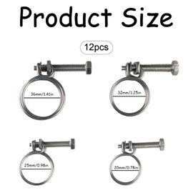 Bojueahaw 12pcs Double Wire Hose Clips,304 Stainless Steel Hose Clamps,Universal Plumbing Pipe Tube Fastener,4Sizes Adjustable Double Wire Pond Hose Clips for 20mm 25mm 32mm 36mm Pipeline
