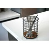 Eden & Willow Rustic Metal Cutlery Holder Basket with Wooden