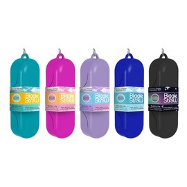 BiggieStraw Extra Wide Collapsible, Reusable Straw | Smoothies, Milkshakes, Bubble Tea | Cleaning Tool, Angled Tip | Easy Clean | BPA Free Silicone shark tank - Color: Cyan,Cyan-ara Plastic