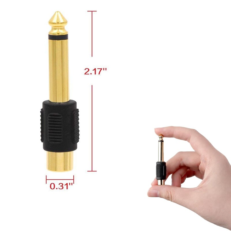 Lunpog Audio Adaptor 6.35 mm 6 Pieces Jack Male to