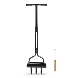 LQI Lawn Aerator Coring Garden Tool with Soil Core Storage Tray Grass Aeration Gardening Tools with 3 Tines for Lawn Care, Manual Core Aerator for Garden Yard Care