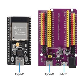 2Sets Type-C USB ESP-WROOM-32 ESP32 ESP-32S Development Board 2.4GHz Dual-Mode WiFi + Bluetooth Dual Cores Microcontroller Processor with Expansion Board for Arduino IDE
