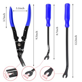 SHMZK 3 PCS Auto Clip Pliers Set and Fastener Remover, Car Trim Removal Tool Pry Tool Kit with Storage Bag, Door Panel Upholstery Fastener Rivet Remover Kit, Car Accessories (Blue)