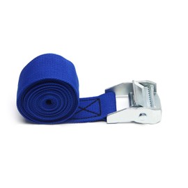 MroMax 1.5" Width x 6.56ft Length Lashing Straps Polypropylene Cam Buckle Lashing Straps 300Kg Load Cargo Tie Down Strap 38mm x 2M for Moving Cargo Blue Tone 1Pc
