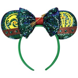 Sequin Ear Headband for Women Girls, Sparkly Fantasy Bow Princess Hair Accessory for Party Cosplay Costume Headwear Decorations Halloween Holiday
