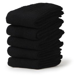 BenSorts Women Winter Warm Boots Socks Solid Colors Socks Comfy Cozy Crew Socks Gifts 5 Pairs Pack Black