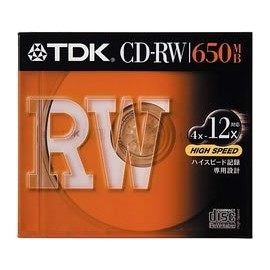 TDK CD-RW74HSS 650MB High Speed Recording Compatible with CD-RW Data 0.4 inch (10 mm) Thick Case