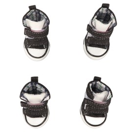 4pcs Canvas Puppy Shoes Fashion Cute All Seasons Breathable Slip Resistance Pet Sport Shoes for Small Dogs Pets 1#